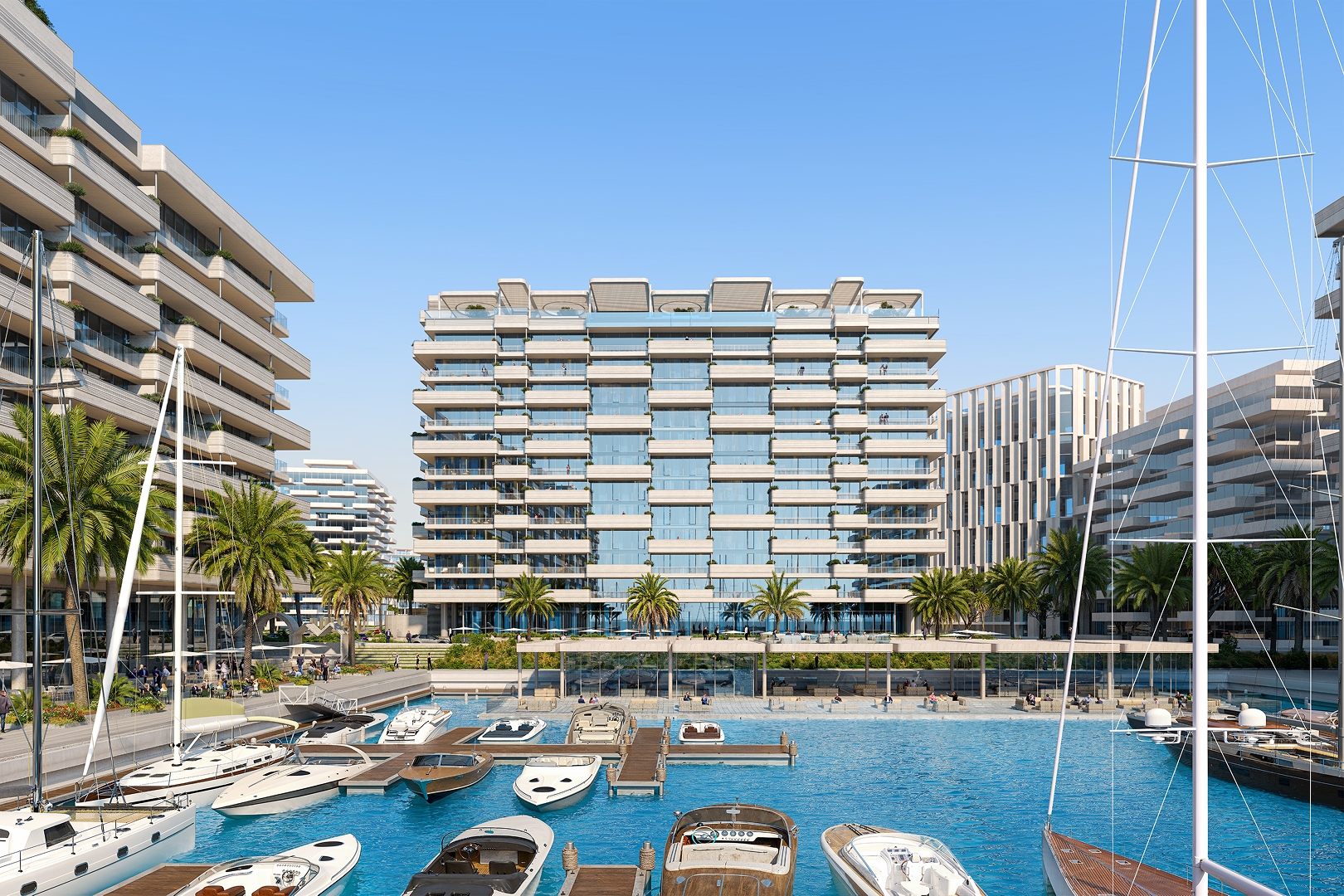 Swimming pools at Luluat Marina waterfront residences