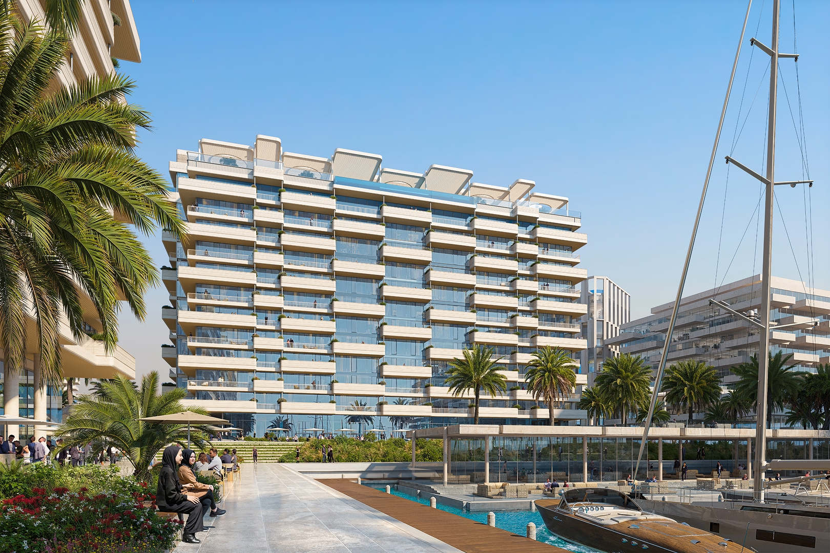 Rooftop infinity pools and skygarden at Luluat Marina Abu Dhabi